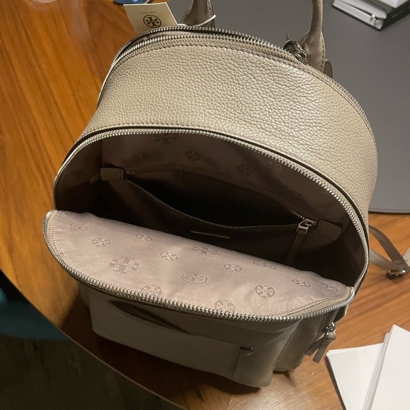 Tory Burch Thea Pebbled Gray Backpack - Picture 3 of 9